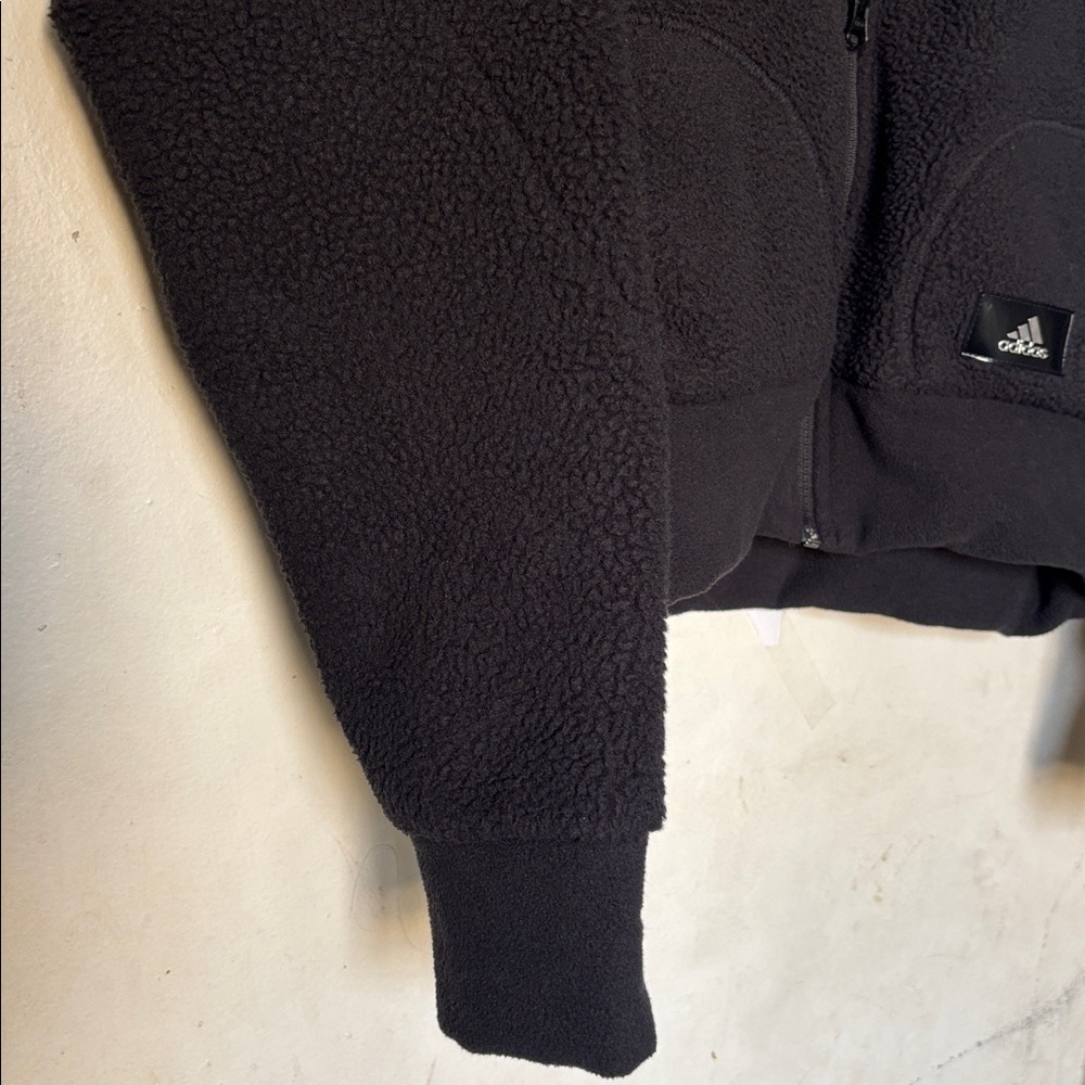 Adidas Black Teddy Sherpa Zip Fleece Jacket - Picture 5 of 10